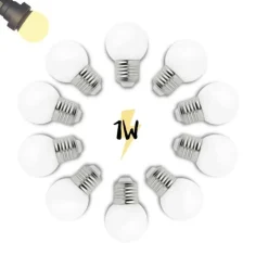 ILLUPRO - Lot de 10 ampoules 1w led blanc chaud guinguette e27 g45 plastique professionnelle