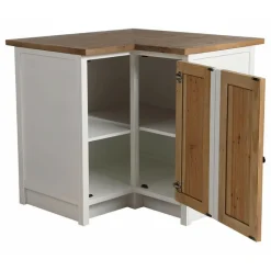 INTERIOR'S - Meuble de cuisine bas d'angle bois blanc - rivages interior's