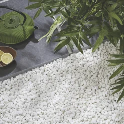 JARDINEX - Gravier concassé marbre blanc 9/12 mm - big bag 1t (16 m²) - blanc