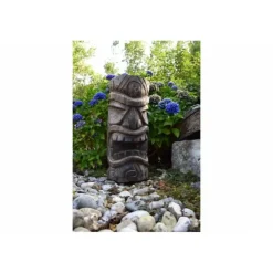 JARDINEX - Statue tiki totem mauri cendré 100 cm - gris 100 cm