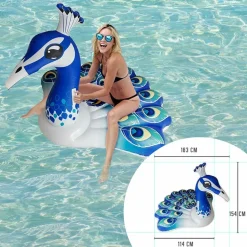 JET LAG - Bouée gonflable paon - l. 150 cm - bleu