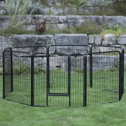 KERBL - Enclos d'extérieur avec porte pour animaux de compagnie noir