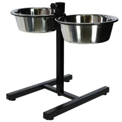 KERBL - Mangeoires d'animaux de compagnie avec support 2x2,8 l 43cm noir