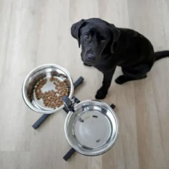 KERBL - Mangeoires d'animaux de compagnie avec support 2x2,8 l 43cm noir