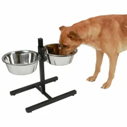 KERBL - Mangeoires d'animaux de compagnie avec support 2x2,8 l 43cm noir
