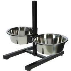 KERBL - Mangeoires d'animaux de compagnie avec support 2x2,8 l 43cm noir