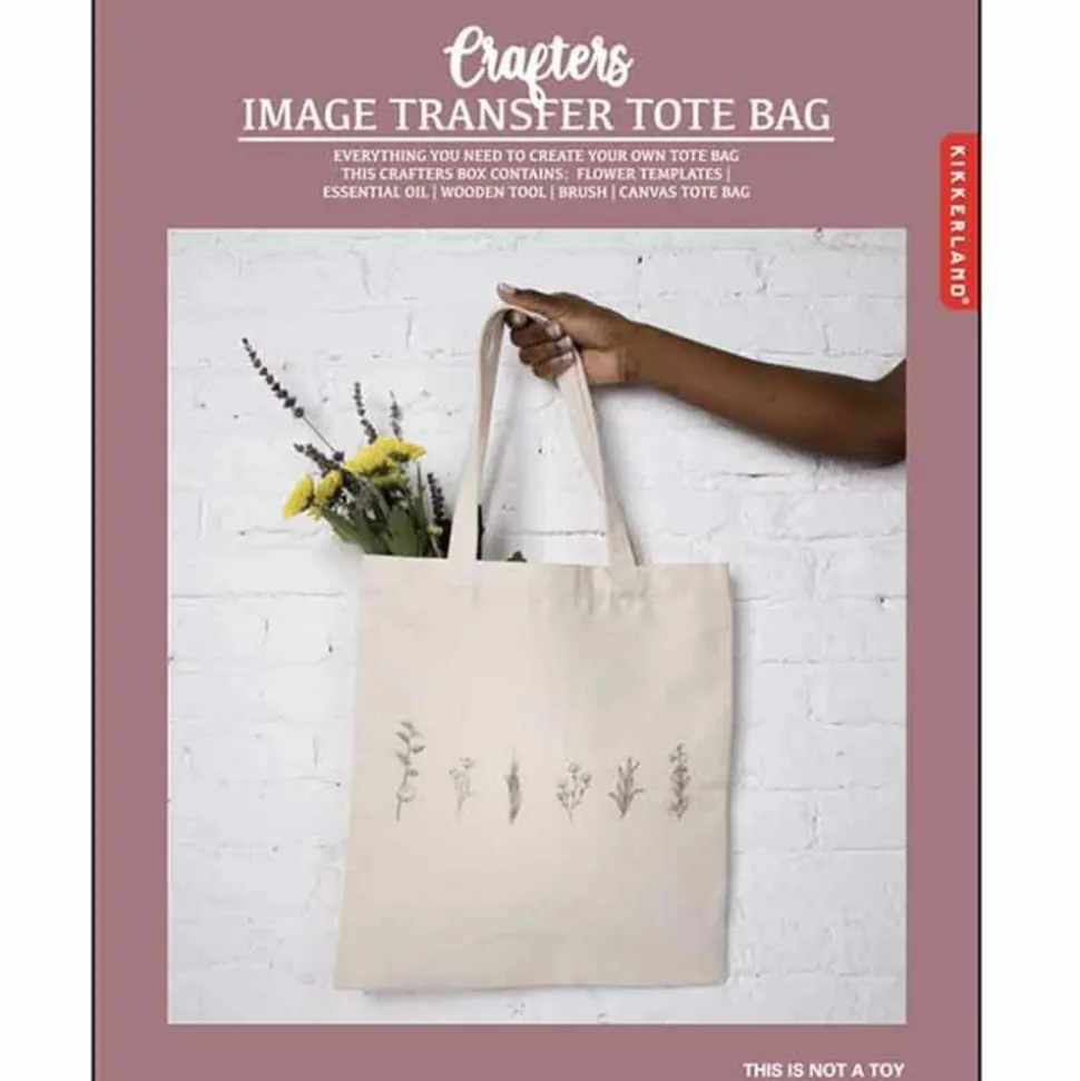 KIKKERLAND - Tote bag à customiser - images florales noires