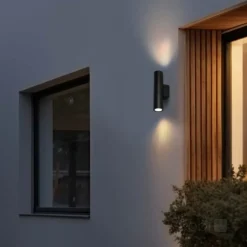 KOBI - Applique murale cylindrique noir design éclairage haut /bas ip54 extérieur pour ampoule gu10