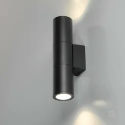 KOBI - Applique murale cylindrique noir design éclairage haut /bas ip54 extérieur pour ampoule gu10