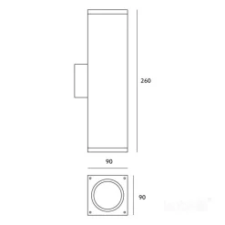 KOBI - Applique murale noir rectangle design haut / bas ip54 extérieur pour ampoule gu10