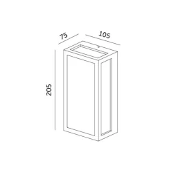 KOBI - Applique murale rectangle anthracite 10w 4000k + diffuseur blanc 205mm ip54 extérieur