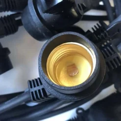 KOBI - Guirlande guinguette câble noir 20m 20 portes ampoules e27 ip44 extérieur extensible