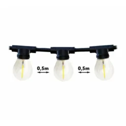 KOBI - Guirlande guinguette câble noir 10m et 20 porte ampoules e27 extérieur extensible