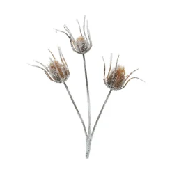 KSD DÉCO - Fleur artificielle : Tige branche chardon avec neige - H.88cm