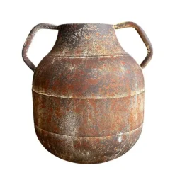 LA GRANDE PRAIRIE - Vase fer marron patiné 29x25x28cm