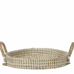 LA GREEN TOUCH - Plateau tressé blanc - accessoire déco