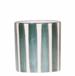 LA GREEN TOUCH - Pot décoratif painted stripe - vert
