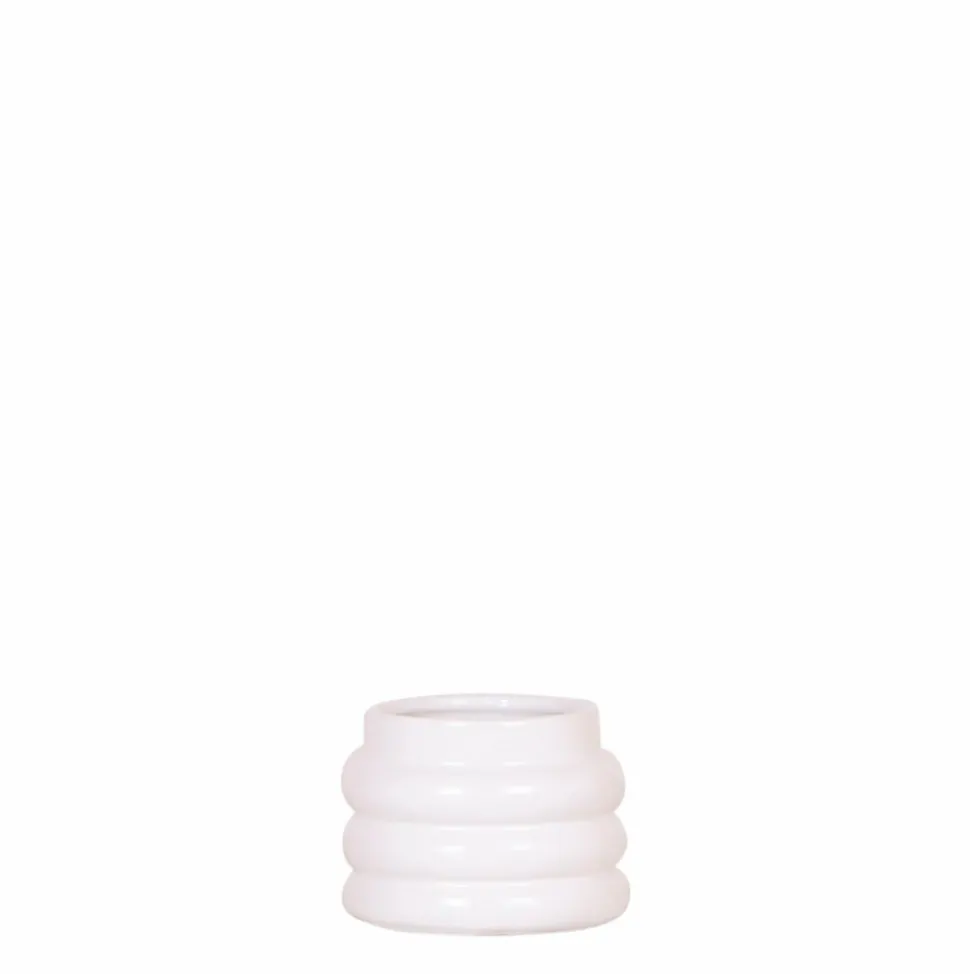 LA GREEN TOUCH - Pot décoratif bubble en céramique blanche