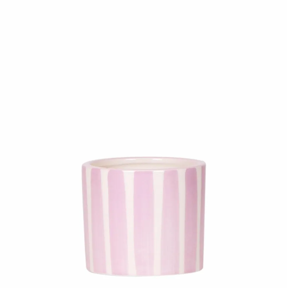 LA GREEN TOUCH - Pot décoratif rayé peint - rose