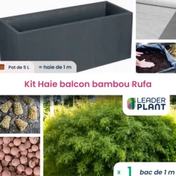 LEADERPLANT - Kit brise-vue balcon bambou rufa 5 l
