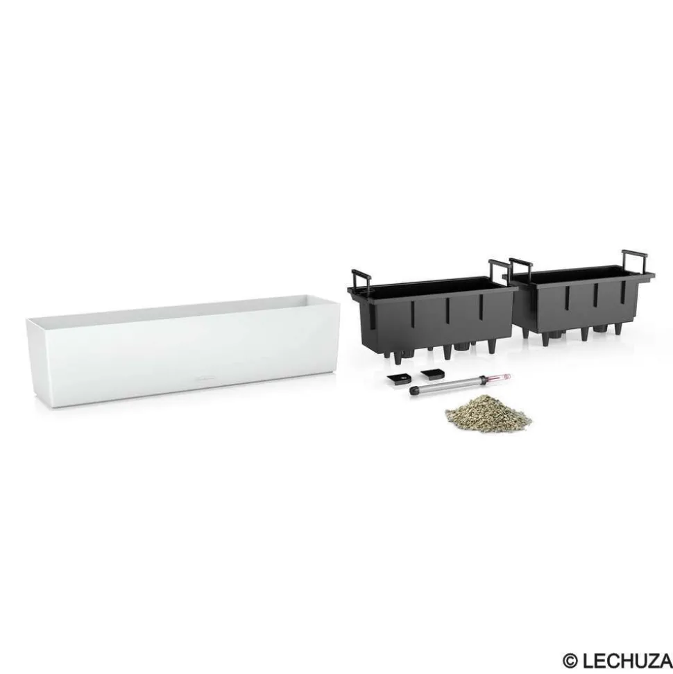 LECHUZA - Jardinière balconera color en plastique blanc - 79x19x19 cm