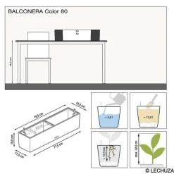 LECHUZA - Jardinière balconera color en plastique blanc - 79x19x19 cm