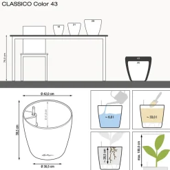LECHUZA - Pot Classico Color, coloris gris ardoise D.43xH.40cm