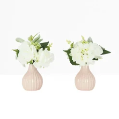 LIGNE DECO - Bouquet artificiel de fleurs blanches en pot 25cm lot de 2