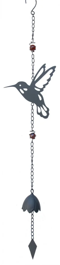 LOUIS MOULIN - Carillon en forme de colibri avec perles - anthracite