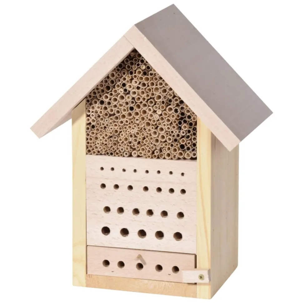 LUXUSINSEKTENHOTELS - Luxus-insektenhotels hôtel à insectes avec toit en hêtre maja naturel