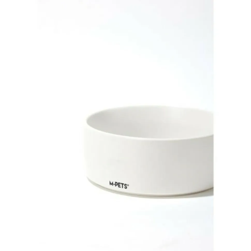 M PETS - Bols céramique avec support en bambou 2x350 ml - mpets - opera - blanc