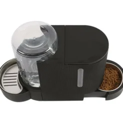 M PETS - Distributeur de croquettes et d'eau m.pets duplo 1,3kg/3l - 40x16.2x29.1 cm - noir