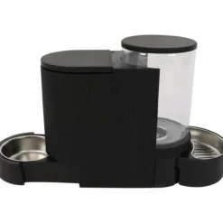 M PETS - Distributeur de croquettes et d'eau m.pets duplo 1,3kg/3l - 40x16.2x29.1 cm - noir