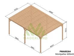 MADERLAND - Pergola adossée en bois montpellier 600 x 400 cm