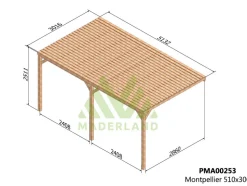 MADERLAND - Pergola adossée en bois montpellier 500 x 300 cm