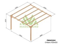 MADERLAND - Pergola en bois adossée - modèle oviedo - 420 x 420 cm