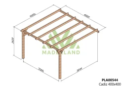 MADERLAND - Pergola en bois adossée - modèle cádiz - 400 x 400 cm