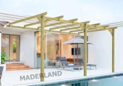 MADERLAND - Pergola en bois adossée - modèle oviedo - 300 x 300 cm