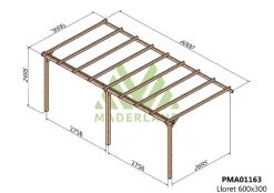 MADERLAND - Pergola en bois adossée - modèle lloret - 600 x 300 cm