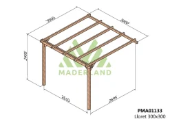 MADERLAND - Pergola en bois adossée - modèle lloret - 300 x 300 cm