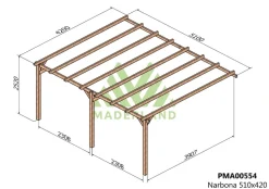 MADERLAND - Pergola en bois adossée - modèle narbonne - 510 x 420 cm