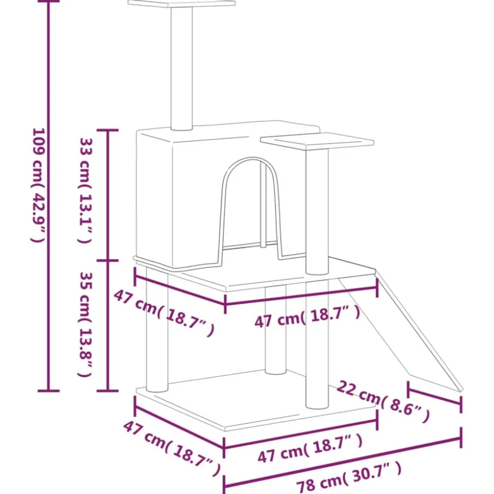 MAISON EXCLUSIVE - Arbre à chat avec griffoirs en sisal crème 109 cm