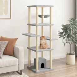 MAISON EXCLUSIVE - Arbre à chat avec griffoirs en sisal gris clair 154 cm