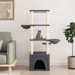 MAISON EXCLUSIVE - Arbre à chat avec griffoirs en sisal gris foncé 147 cm