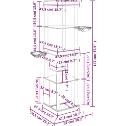 MAISON EXCLUSIVE - Arbre à chat avec griffoirs en sisal gris foncé 147 cm