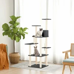 MAISON EXCLUSIVE - Arbre à chat avec griffoirs en sisal gris foncé 153 cm