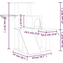 MAISON EXCLUSIVE - Arbre à chat avec griffoirs en sisal crème 82 cm