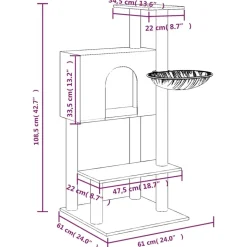 MAISON EXCLUSIVE - Arbre à chat avec griffoirs en sisal gris foncé 108,5 cm
