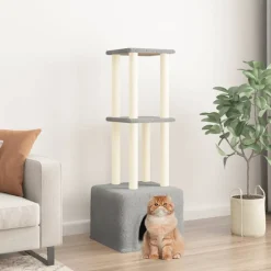 MAISON EXCLUSIVE - Arbre à chat avec griffoirs en sisal gris clair 133,5 cm
