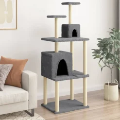 MAISON EXCLUSIVE - Arbre à chat avec griffoirs en sisal gris foncé 167 cm